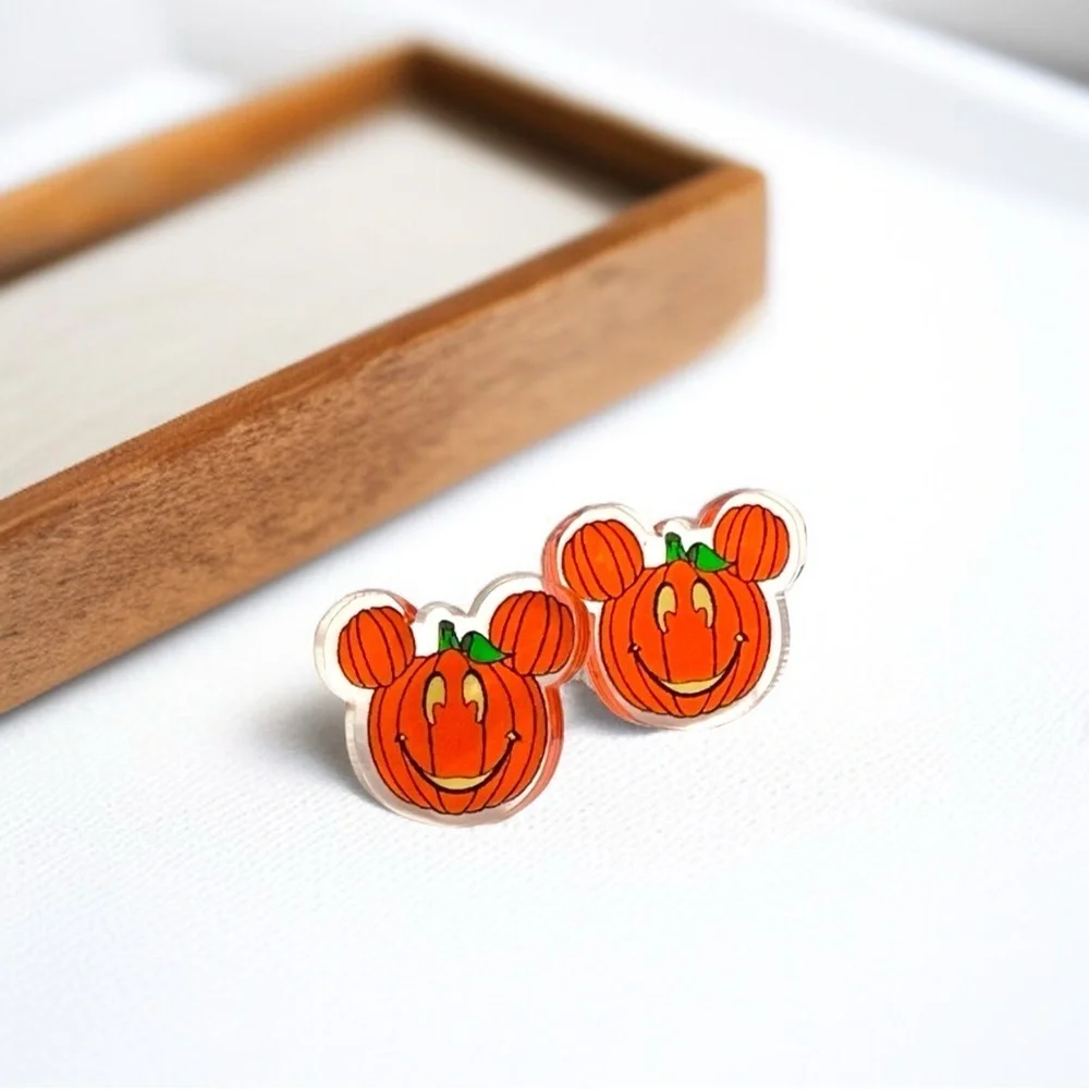 Pumpkin Mouse Halloween Stud Earrings NWT